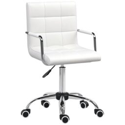 Vinsetto Makeup Vanity Chair PU Leather Adjustable Height Armrest White