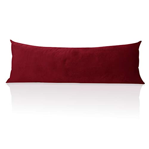 StangH Christmas Red Body Pillow Cover Soft Velvet Pillowcases, 1 Piece - Soft Touch, Hidden Zipper, Holiday Lavish Decorative, for Pregnant Women, Bedroom, Sofa, Couch, 20 x 54