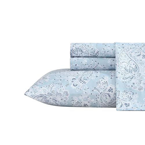 Wrangler - Queen Sheet Set, Silky & Lightweight Bedding Set, Paisley Home Decor, Oeko-Tex Certified (Prairieland Paisley Blue, Queen)