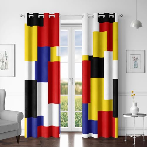 Tyrot Colorful 100% Blackout Curtains, 52x63 - 100% Black Out Curtains, Thermal Insulated, Light Blocking, Room Darkening, Grommet Top, Window Drapes, 52Wx63L, 2 Panels