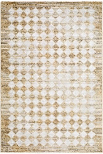 Livabliss x Galey Alix Abstract Rug - Area Rug 200x275 cm for Living Room, Dining Room, Lounge, Kitchen, Bedroom - Modern Marble Large Rug, Soft Luxurious Easy Care Medium Pile, Taupe, Mustard, Cream