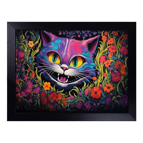 Lap Tray with Bean Bag Cushion, Cheshire Cat Colour Field - Handmade in the UK, Raised Wooden Edge, Padded Cushion, Heat-Resistant Wipe-Clean Surface, for Meals, Laptops and Crafts