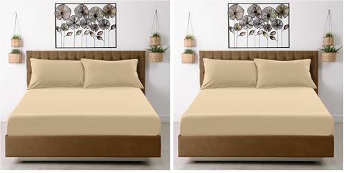 GC GAVENO CAVAILIA Fitted Sheet Single Bed (91 x 190cm) - Beige Bedding Sheets - Plain Dyed Microfiber Bed Sheets Single - (10 inch) 25cm Deep Pocket Bottom Sheet - Easycare - Wrinkle & Fade Resistant
