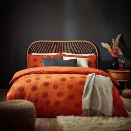 furn. Pumpkin Tufted Halloween 100% Cotton Duvet Cover Set – Autumn Bedding (Orange - King)