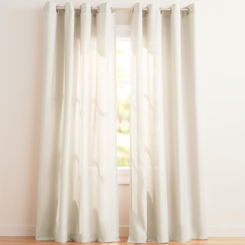 "Exclusive Home Loha Linen Grommet Top Curtain Panel Pair, 54""x96"", Ivory"