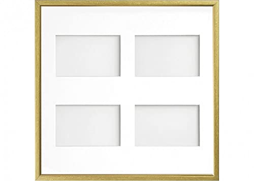 Frame Company Drayton Multi Aperture Photo Frame, Gold with Gold Inset, 40x40cm for 6x4 inch (x4)
