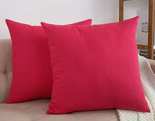 TangDepot 2-Pack Cotton Throw Pillow Covers 20x20 Watermelon Red - 100% cotton, same-color zip, machine wash & air dry. For living room, bedroom, office, car. 42 colors, 11 sizes. Cover only.