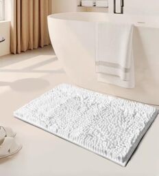 GC GAVENO CAVAILIA Faux Fur Bath Mat 1Piece - Bathroom Mat Fluffy Rug Large Bath Mat Non Slip 50 x 80cm - Super Absorbent & Quick Dry Thick Shaggy Bathmat Extra Soft Pedestal Mats, White