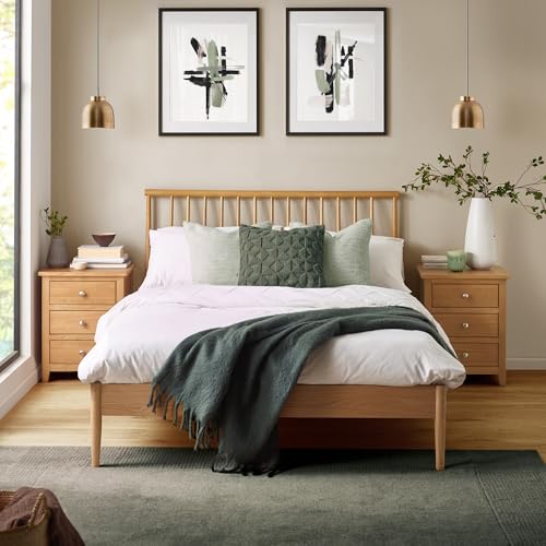 Julian Bowen Belton Spindle Bed, Double, Oak - W145 x D211cm