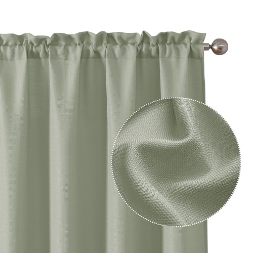 "Chyhomenyc BENNET Faux Linen Textured Semi Sheer Curtains Light Filtering Soft Airy Rod Pocket Window Curtains for Living Room Bedroom 30"" W x 45"" L each"