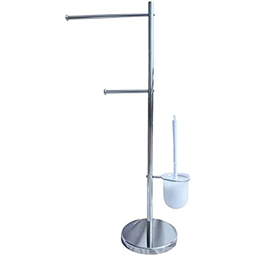 MSV Toilet Brush Set with Towel Holder, Silver