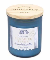 Paddywax Scented Candles Artisan Sea Glass Inspired Coastal Collection Jar Candle with Lid, 226g, Sundried Linen