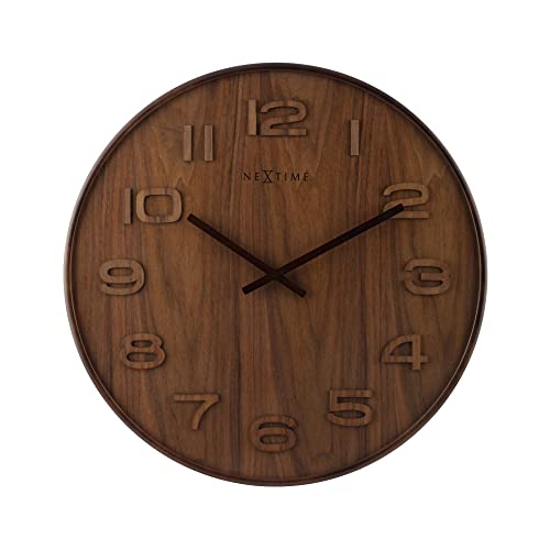 "NeXtime wall clock ""WOOD WOOD MEDIUM"", round, made of wood, brown, ø 36 cm"