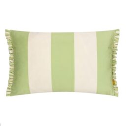 furn. Araya Striped Velvet Frilled Cushion Cover, Green, 30 x 50 cm