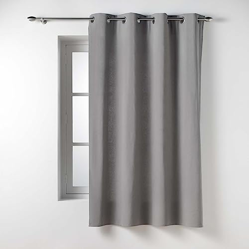 Douceur d'Intérieur, Curtain with eyelets (135 x 180 cm) Twily Grey, Cotton/Recycled Polyester