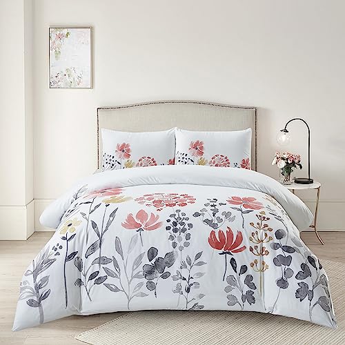 SO OQ STYLE QUARTERS King Duvet Cover Set - 3 Piece Floral Bedding Set - Includes 1 Duvet Cover & 2 Pillowcases - Microfibre - Polyester - Toile Garden