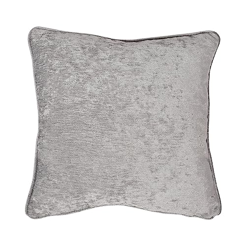 Curtina Woven Cushion (43 x 43cm) - Light Grey Textured Chenille Cushion for Living Room/Bedroom - Luxury Weave with Inserts Included
