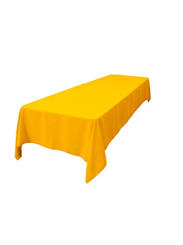 LA Linen Polyester Poplin Washable Rectangular Tablecloth, Stain and Wrinkle Resistant Table Cover 60x108, Fabric Table Cloth for Dinning, Kitchen, Party, Holiday 60 by 108-Inch, Yellow Dark