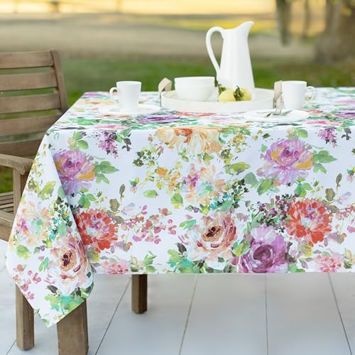"Benson Mills Spillproof Spring/Summer Durable Heavyweight Fabric Indoor Outdoor Tablecloth, Washable Table Cloth for Rectangle Tables, Picnic/Patio Table Covers (60"" x 120"" Rectangular, Madeline)"