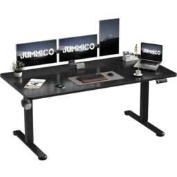 JUMMICO Electric Standing Desk 160 x 70 cm Home Office Height Adjustable Desk, Computer Lift Table with Smart Panel, Sit Stand Desk with Height Memory, Black