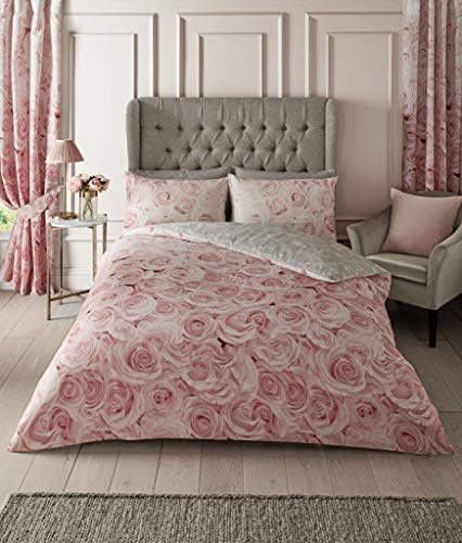 Gaveno Cavailia Luxurious Bellerose Bed Set with Duvet Cover and Pillow Cases, Polyester-Cotton, Pink, King