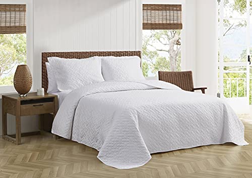 Tommy Bahama Quilt Set-100, Lightweight, All Season Bedding, Pre-Washed for Added Softness, Cotton, White, Queen