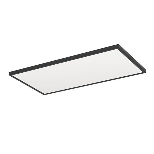 Eglo LED Ceiling Light Fitting Rovito, Round Ceiling lamp, Bathroom Lighting, Flush luminaire Made of Plastic in Black and White, Warm White-Cold White, IP44, 57x30 cm