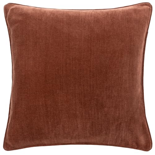 Yard Furn Heavy Chenille Polyester Filled Cushion – Luxury Soft Velvet Piped Decorative Cushion (Nutmeg - 50x50cm)