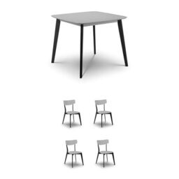 Julian Bowen Casa Dining Table & 4 Chairs Set, Square, Grey - W90 x D90cm