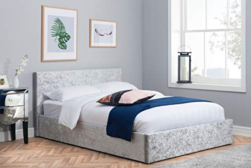 Birlea Berlin Ottoman Storage Bed, Crushed Velvet, Steel, Small Double BEOT4STEV2