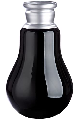 Casablanca Flower Vase Decorative Vase Made of Glass – Decorative Living Room Gift for Women Birthday Mother's Day – Colour: Black Silver Height 36 cm