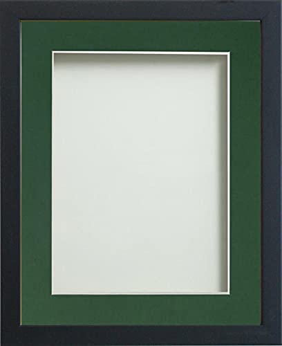 Frame Company Jellybean Range Black Wooden 14x11 inch Picture Photo Frame with Bottle Green Mount for Image A4 * Choice of Colours & Sizes* Fitted with Perspex