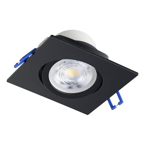 Eglo LED recessed Spotlight Saliceto, dimmable Flat Square Ceiling spot, Aluminium Black, Neutral White, 8.8 x cm
