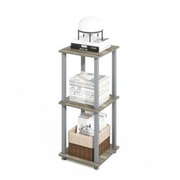 Furinno TURN-N-TUBE 2-pack Stackable Bookcase, French Oak/Grey