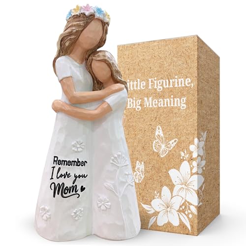 Mother Daughter Figurines, Statue - Christmas Mom Gifts from Daughters - I Love You Mom Gifts for Moms Birthday, Mothers Day - Mother and Daughter Embracing Hand-Painted Resin Sculpture 5.7 inches