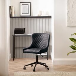 Julian Bowen Luxe Office Chair, Faux Leather, Black - H97 x W52 x D60cm