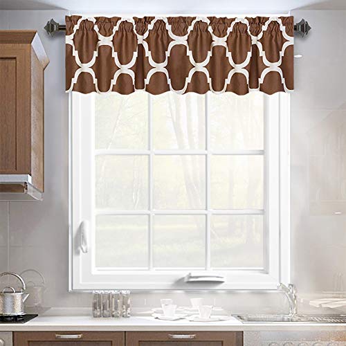 Melodieux Moroccan Fashion Room Darkening Rod Pocket Window Curtain Valance, 52 by 18 Inch, Brown (1 Panel)