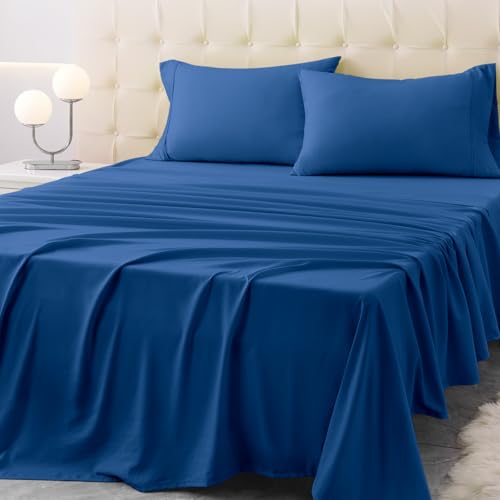 Homilay Twin XL Size Bed Sheet Set - 3 Piece Soft Microfiber Sheets with Deep Pockets, Cooling Technology, and Wrinkle-Free Pillowcase. Hotel-Quality, Durable Bedding, Prussian Blue
