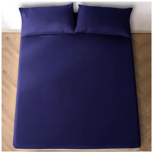Fitted Sheet Double Bedding with 25 cm Depth- Super Soft Cosy Easy Care Polycotton Bed Linen- Shrinkage and Fade Resistant- Navy