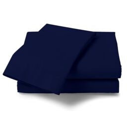 GC GAVENO CAVAILIA Non Iron Plain Dyed Percale Flat, Soft Polycotton Sheets, 180 Thread Count Easy Care Bedding, Navy, Double