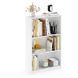 Furinno JAYA 3-Tier Adjustable Shelves Bookcase, White