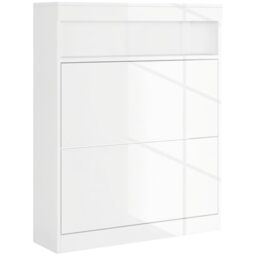 HOMCOM Narrow Shoe Cabinet, Wall Mounted or Freestanding Shoe