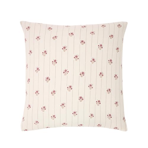 ESSIX - Printed cotton gauze pillowcase - ORIENT EYELETS - 65 x 65 cm - Light pink - Cotton gauze - - Easy care