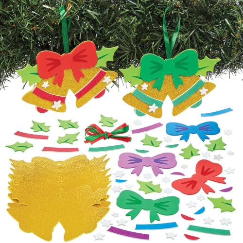 Baker Ross Christmas Bells Mix & Match Decoration Kits - Pack of 8, Christmas Bell Craft, Foam Decorations