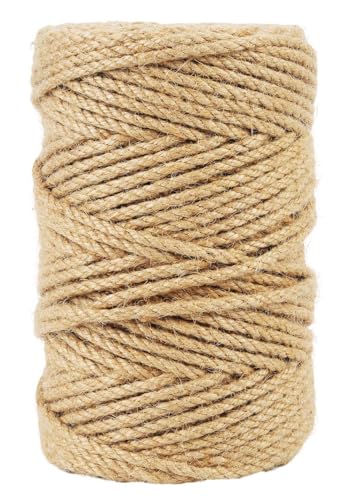 Radix Rope Natural Jute Twine, Jute Rope Roll, Heavy Duty Thick Twine for Cat Scratching Post, Bundling, Gardening and DIY Crafts (5MM x 328FT)