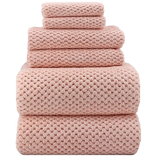 YTYC - Extra Large Bath Towels 100x200 cm for Adults 6 Pack Super Soft Shower Towels for Bathroom Microfiber 80% Polyester (Pink)