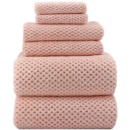 YTYC - Extra Large Bath Towels 100x200 cm for Adults 6 Pack Super Soft Shower Towels for Bathroom Microfiber 80% Polyester (Pink)