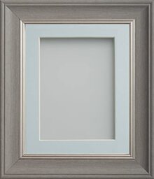 Frame Company Drummond Range Gunmetal Grey 9x7 inch Picture Photo Frame with Light Blue Mount for Image 7x5 inch * Choice of Sizes* Fitted with Real Glass