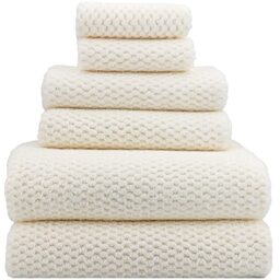 YTYC Towels,29x59 Inch Extra Large Bath Towels Set of 6 Quick Dry Super Soft Microfiber Towels for Bathroom 2 Bath Towels 2 Hand Towels 2 Washcloth Towels 80% Polyester (White,6 Piece)