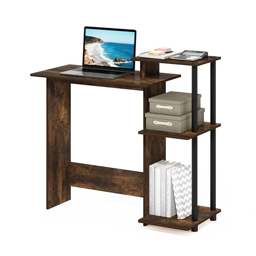 Furinno EFFICIENT 3 Open Side Shelves Gaming Desk, Amber Pine